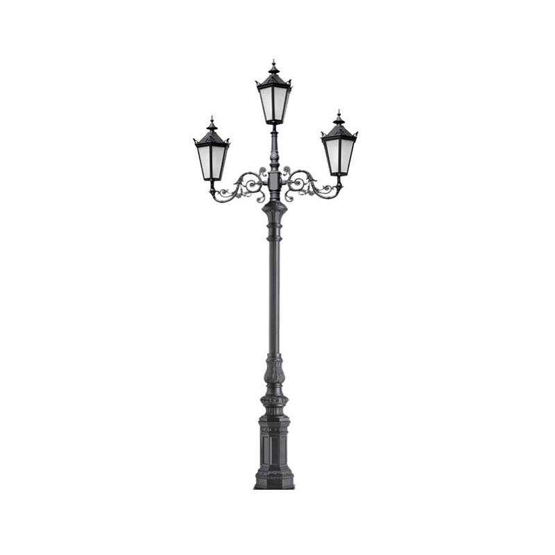 DDK-ZH-0601 Cột đèn sân vườn bằng thép ba tay có đế nhôm